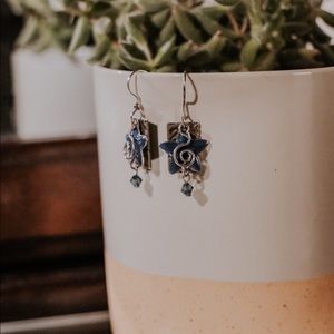 Blue Star Charm Earrings